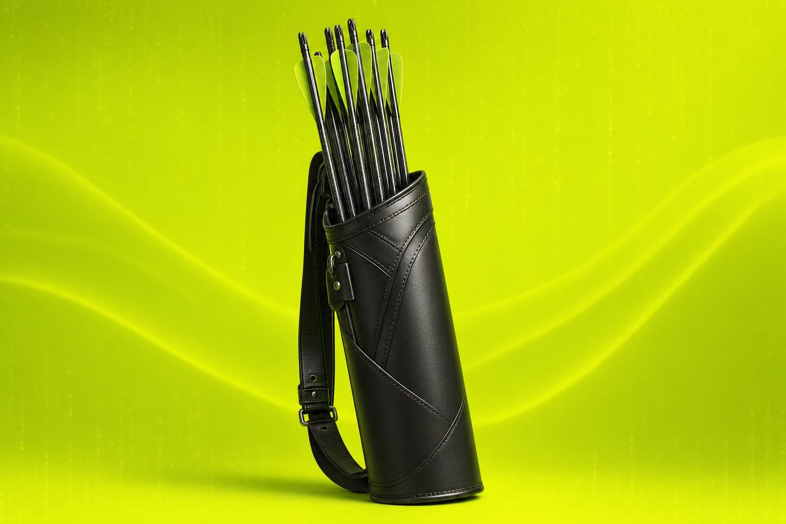 Quiver with arrows on lime background